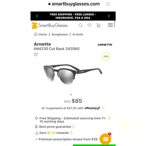 Arnette Cut Back Mirrored Sunglasses in near perfect condition. - Picture 2 of 5